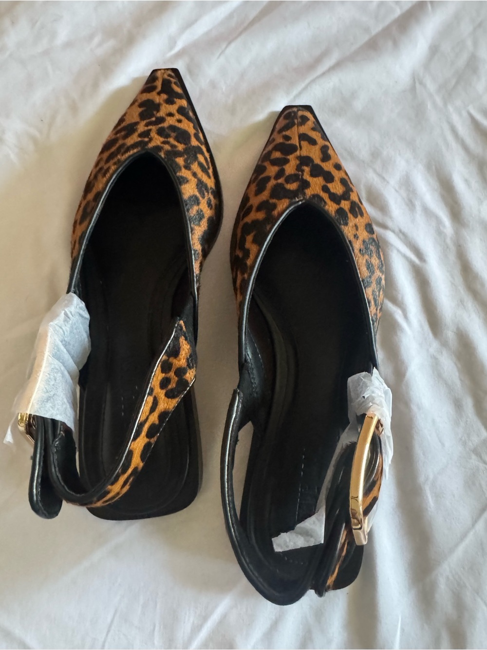 Leopard Print Pointed Toe Slingback Flats - Women - Picture 6 of 12